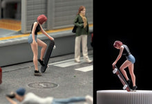 Load image into Gallery viewer, 1:64 Painted Figure Mini Model Miniature Resin Diorama Sand Skater Board Girl New
