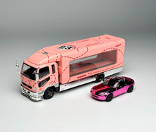 Load image into Gallery viewer, GCD 1:64 Pink Fuso Fighter Trailer Truck MX5 Sport Model Diecast Metal Car New Collection
