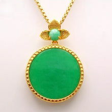 Load image into Gallery viewer, Nature Jade Reunion Round Pendant Necklace Gift Jewelry charm Blessing Lucky
