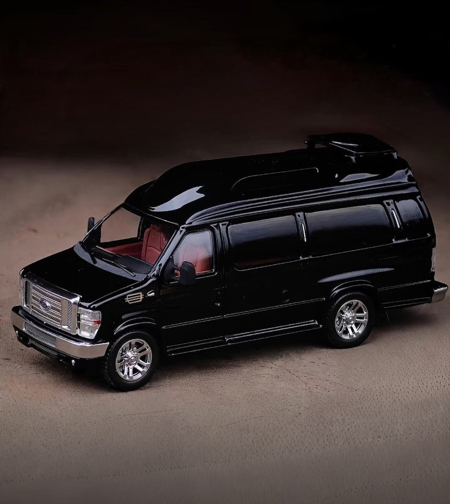 MK 1:64 Black 2011 E350 XLT Van Motorhome RV Sport Model Diecast Metal Car New Collection