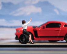 Load image into Gallery viewer, 1:64 Painted Figure Model Miniature Resin Diorama Seeking Help Lady Car Repair Collection
