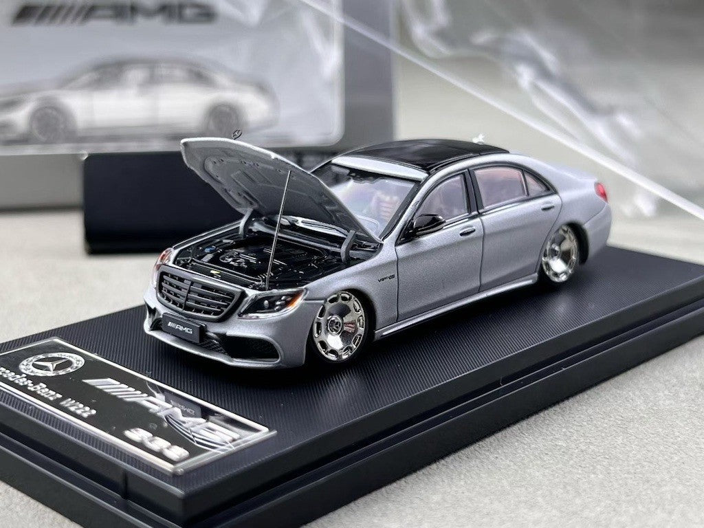 RM 1:64 Silver S63 W222 V12 VIP Luxury Sedan Sport Model Diecast Metal Car New Collection