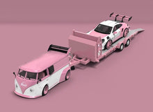Load image into Gallery viewer, TM 1:64 Pink T1 992 GT3 RS Figure Flatbed Trailer Model Diecast Metal Car New Collection
