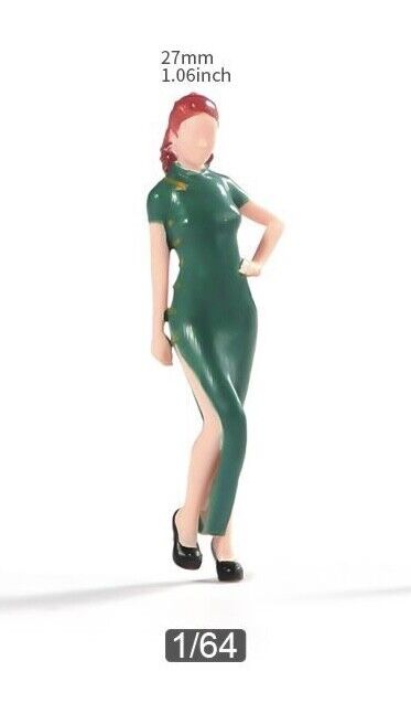 1:64 Painted Figure Model Miniature Resin Diorama Sand Toy Qipao Cheongsam Lady New