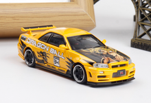 Load image into Gallery viewer, FS 1:64 Yellow Dragon Skyline GTR R34 Sports Model Diecast Metal Car BN
