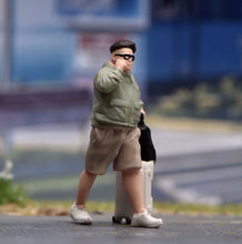 Load image into Gallery viewer, 1:64 Painted Figure Model Miniature Resin Sand Diorama Man Suitcase Passenger
