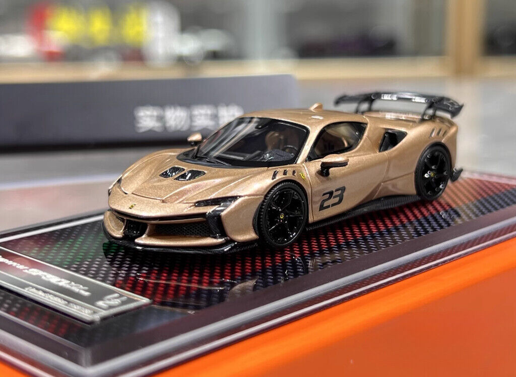 U2 1:64 Rose Gold SF90XX Stradale Racing Sports Model Diecast Resin Car New Collection