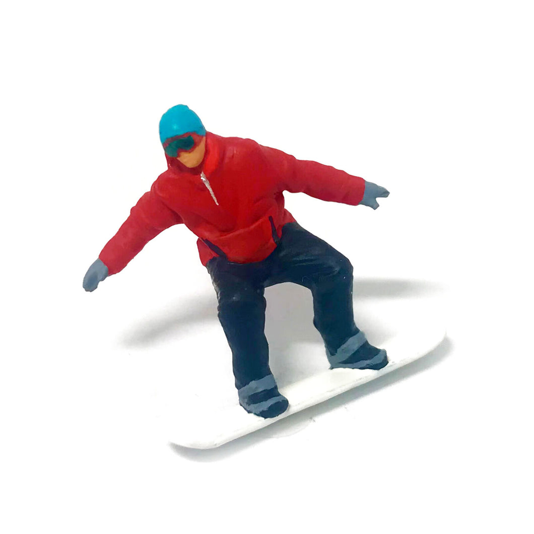1:64 Painted Figure Mini Model Miniature Resin Diorama Snowboarding Boy Motion