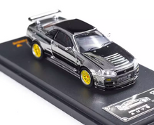 Load image into Gallery viewer, DK 1:64 Silver Carbon Skyline GTR R34 Racing Sport Model Diecast Metal Car New Collection
