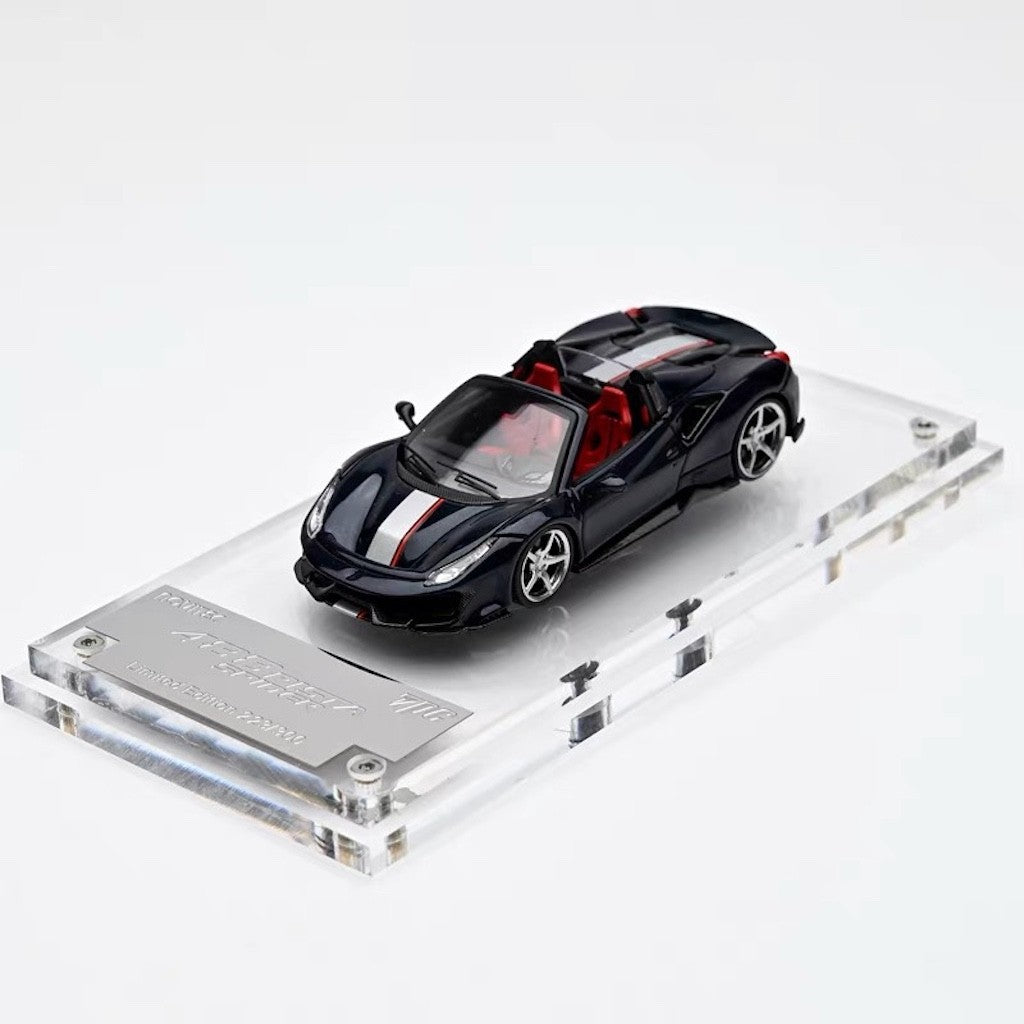TPC 1:64 Navy Blue Novitec 488 Convertible Sports Model Diecast Metal Car New Collection