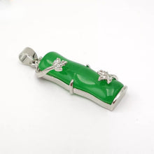 Load image into Gallery viewer, Nature Jade Bamboo Pendant Necklace Gift Jewelry charm Blessing Lucky Green Sil
