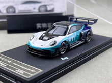 Load image into Gallery viewer, HKM 1:64 Blue White 911 GT3 R 992 Rennsport Sport Model Diecast Metal Car New Collection
