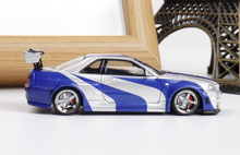 Load image into Gallery viewer, FS 1:64 Silver Blue NFS Skyline GTR R34 Sports Model Diecast Metal Car BN
