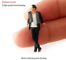 Load image into Gallery viewer, 1:64 Painted Figure Mini Model Miniature Resin Diorama Retro Bike Bicycle Man New Scene
