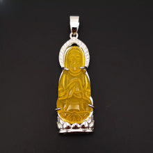 Load image into Gallery viewer, Nature Jade Guanyin Pendant Necklace Gift Jewelry charm Blessing Lucky Yellow S
