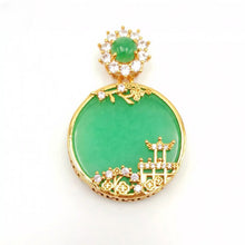 Load image into Gallery viewer, Nature Jade Pavilion View Pendant Necklace Gift Jewelry charm Blessing Fortune g
