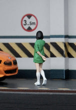 Load image into Gallery viewer, 1:64 Painted Figure Mini Model Miniature Resin Diorama Green Tee Girl Lady Cute
