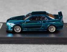 Load image into Gallery viewer, DK 1:64 Blue Carbon Skyline GTR R34 Racing Sport Model Diecast Metal Car New Collection
