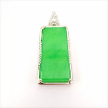 Load image into Gallery viewer, Nature Jade Retangle Fortune Pendant Necklace Gift Jewelry charm Blessing Luck a
