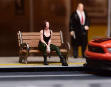 Load image into Gallery viewer, 1:64 Painted Figure Model Miniature Resin Diorama Lady in Black Sitting Cool Toy
