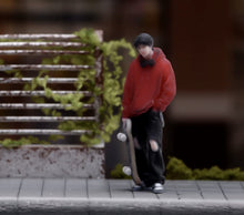 Load image into Gallery viewer, 1:64 Painted Figure Model Miniature Resin Sand Boy with Skate Board in Red Cool
