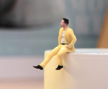 Load image into Gallery viewer, 1:64 Painted Figure Model Miniature Resin Diorama Sand Suit Man Sitting Yellow
