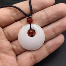 Load image into Gallery viewer, Nature White Jade Pendant Necklace Gift Jewelry charm Blessing Lucky Ring New
