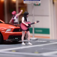 Load image into Gallery viewer, 1:24 Painted Figure Model Miniature Resin Diorama Sand Guitar Girl Lady Stand
