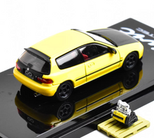 Load image into Gallery viewer, HJ 1:64 Yellow Carbon Civic EG6 SiR-S Engine Sport Model Diecast Metal Car New Collection
