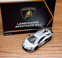 Load image into Gallery viewer, HH 1:64 Silver Aventador SVJ LP770-4 Racing Sports Model Diecast Metal Car New Collection
