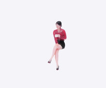 Load image into Gallery viewer, 1:64 Painted Figure Model Miniature Resin Diorama Office Lady Red Sitting Woman
