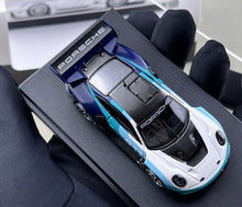Load image into Gallery viewer, HKM 1:64 Blue White 911 GT3 R 992 Rennsport Sport Model Diecast Metal Car New Collection
