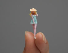 Load image into Gallery viewer, 1:64 Painted Figure Model Miniature Resin Diorama Sand Girl Blue Dress Hat Lady
