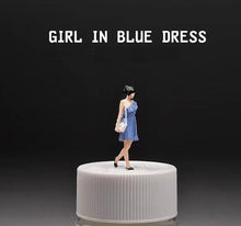 Load image into Gallery viewer, 1:64 Painted Figure Mini Model Miniature Resin Diorama Sand Girl Lady Blue Dress
