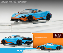 Load image into Gallery viewer, CM 1:64 Blue Orange 765LT Super Racing Sports Model Toy Diecast Metal Car Box
