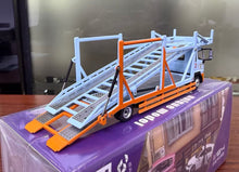Load image into Gallery viewer, 1:64 Blue Gulf 500 HINO Ranger Double Transport Truck Model Diecast Metal Car
