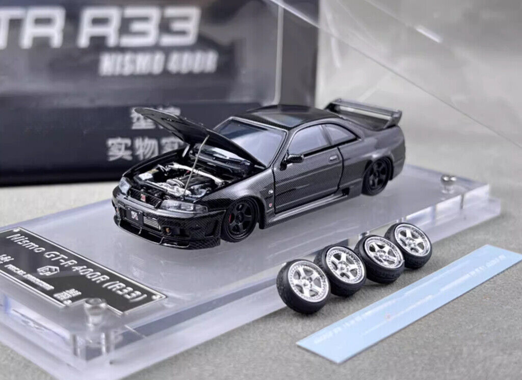 FH 1:64 Black Carbon Skyline GTR R33 Nismo 400R Model Diecast Metal Car New Collection