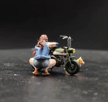 Load image into Gallery viewer, 1:64 Painted Figure Miniature Mini Resin Model Diorama Woman Scooter Dog Set
