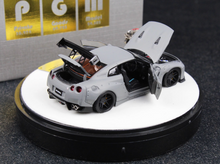 Load image into Gallery viewer, PGM 1:64 Gray GTR R35 Rocket Bunny Engine Round Model Diecast Metal Car New Collection
