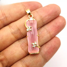 Load image into Gallery viewer, Nature Jade Bamboo Pendant Necklace Gift Jewelry charm Blessing Lucky Pink New
