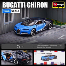 Load image into Gallery viewer, Bburago 1:64 Blue Bugatti Chiron Super Racing Sports Model Toy Diecast Metal Car BN
