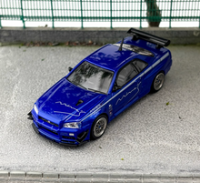 Load image into Gallery viewer, Inno 1:64 Blue Skyline GTR R34 V-Spec Mines Sports Model Diecast Metal Car New Collection
