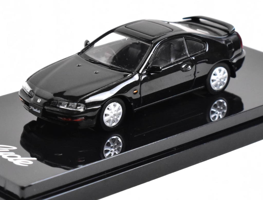 Hobby Japan 1:64 Black Prelude Early Coupe Sports Model Diecast Metal Car New Collection