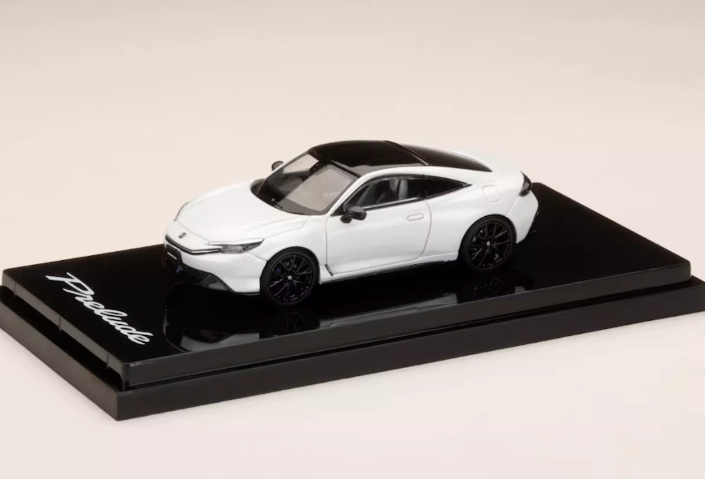 HobbyJapan 1:64 White Black Top Prelude Coupe Sports Model Diecast Metal Car