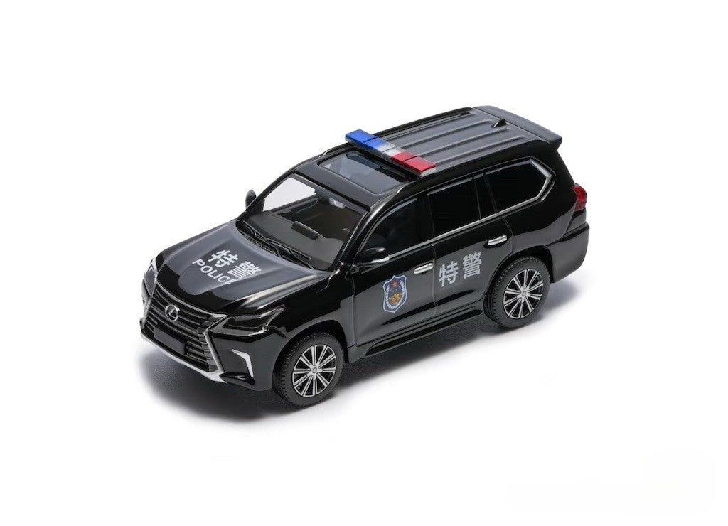 Masdi 1:64 Police Black LX570 Luxury ORV SUV Sport Model Diecast Metal Car New Collection