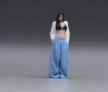 Load image into Gallery viewer, 1:64 Painted Figure Model Miniature Resin Girl Lady Woman Blue Wide-leg Pants
