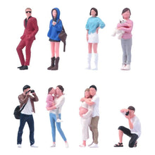 Load image into Gallery viewer, 1:64 Painted Figure Model Miniature Resin Diorama Sand Casual Man Woman Kid Pet
