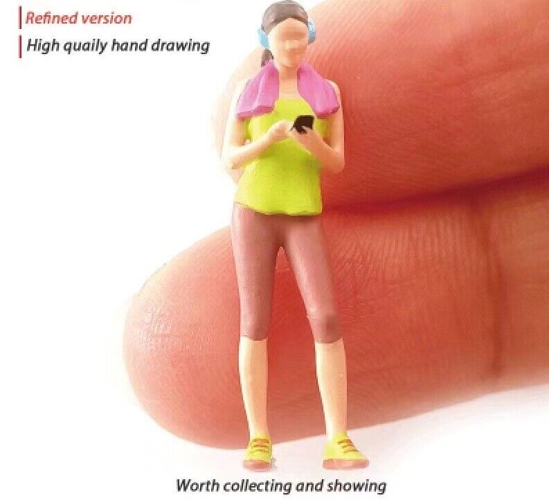 1:64 Painted Figure Mini Model Miniature Resin Diorama Sporty Girl Excercise YL