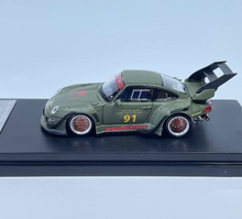 Load image into Gallery viewer, SW 1:64 Matte Green RWB 911 993 #91 Big Spoiler Model Diecast Metal Car New Collection
