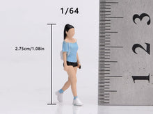 Load image into Gallery viewer, 1:64 Painted Figure Model Miniature Resin Walking Girl Blue Top Pretty Woman
